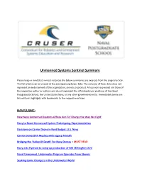 Unmanned Systems Sentinel Summary