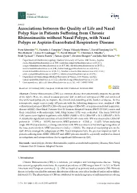 Associations Between the Quality of Life and Nasal Polyp Size In
