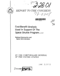 B-173677 Cost-Benefit Analysis Used in Support of the Space Shuttle