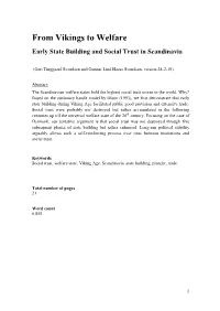 From Vikings to Welfare Early State Building and Social Trust in Scandinavia