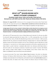 Geva's 43 Season Begins with Monty Python's Spamalot