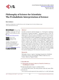 Philosophy of Science for Scientists: the Probabilistic Interpretation of Science