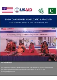 Sindh Community Mobilization Program Quarterly Progress Report (January 1, 2019 to March 31, 2019)