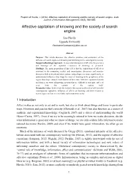 Affective Capitalism of Knowing and the Society of Search Engine