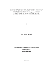COMPARATIVE TAXONOMY and BREEDING BEHAVIOUR of FIVE POPULATIONS of Betta Pugnax GROUP (OSPHRONEMIDAE) from JOHOR, MALAYSIA