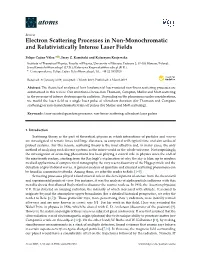 Electron Scattering Processes in Non-Monochromatic and Relativistically Intense Laser Fields