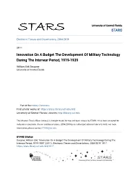 Innovation on a Budget the Development of Military Technology During the Interwar Period, 1919-1939