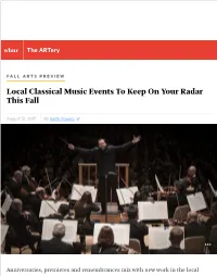 Local Classical Music Events to Keep on Your Radar This Fall