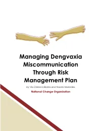 Managing Dengvaxia Miscommunication Through Risk