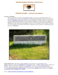 Miriam Weiner Archival Collection Fordon, Poland