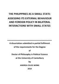 The Philippines As a Small State: Assessing Its External Behaviour and Foreign Policy in Bilateral Interactions with Small States