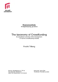 The Taxonomy of Crowdfunding an Actualized Overview of the Development of Internet Crowdfunding Models