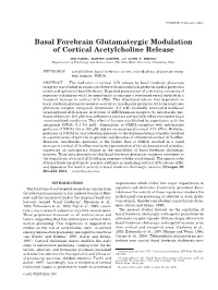 Basal Forebrain Glutamatergic Modulation of Cortical Acetylcholine Release