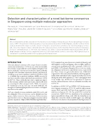 Detection and Characterization of a Novel Bat-Borne Coronavirus in Singapore Using Multiple Molecular Approaches
