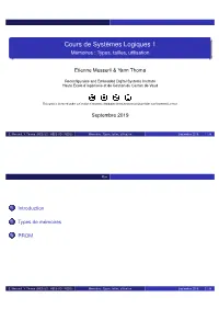 Mémoires : Types, Tailles, Utilisation