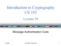 Message Authentication Code