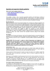 Specials and Expensive Liquids Guideline