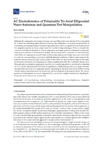 AC Electrokinetics of Polarizable Tri-Axial Ellipsoidal Nano-Antennas and Quantum Dot Manipulation