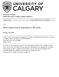 Anti-Cryptococcal Signaling in NK Cells