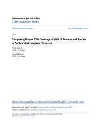 Comparing Unique Title Coverage of Web of Science and Scopus in Earth and Atmospheric Sciences
