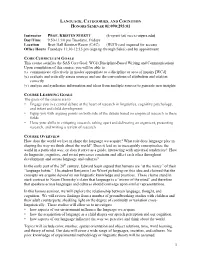 Language, Categories, Cognition