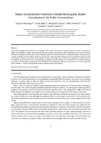 Radon Concentration Potential in Bibala Municipality Water: Consequences for Public Consumption