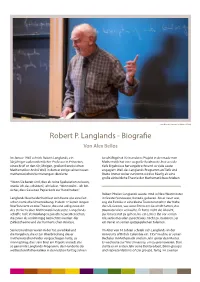 Robert P. Langlands - Biografie Von Alex Bellos