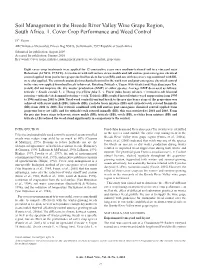 Soil Management in the Breede River Valley Wine Grape Region, South Africa