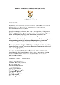 Statement on Measures to Strengthen Governance at Eskom