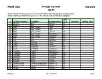 World View Foreign Currency Kit #4 Inventory