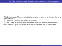 2.4 the Extreme Value Theorem and Some of Its Consequences