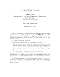 A Brief LATEX Tutorial