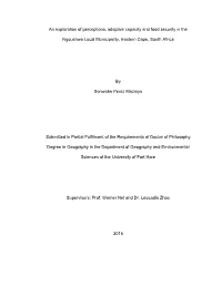 An Exploration of Perceptions, Adaptive Capacity and Food Security in The