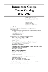 Benedictine College Course Catalog 2012–2013