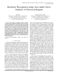 Biometric Recognition Using Area Under Curve Analysis of Electrocardiogram