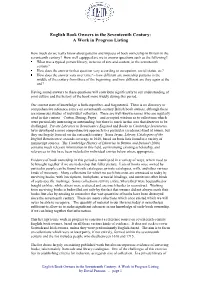 English Book Owners in the Seventeenth Century: a Work in Progress Listing