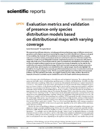 Evaluation Metrics and Validation of Presence-Only Species Distribution