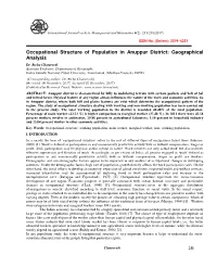 Occupational Structure of Population in Anuppur District: Geographical Analysis Dr