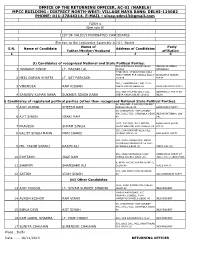 Office of the Returning Officer, Ac-01 (Narela)
