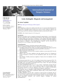 Acute Cholangitis: Diagnosis and Management 2020; 4(2): 601-604 Received: 01-02-2020 Dr