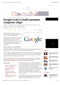 Google Looks to Build Quantum Computer Chips - CNET 2014/09/04 13:41