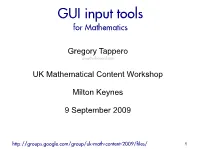GUI Input Tools for Mathematics