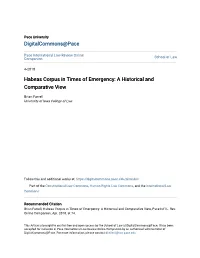 Habeas Corpus in Times of Emergency: a Historical and Comparative View