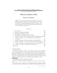 New York Journal of Mathematics Hurwitz Number Fields