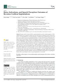 Rates, Indications, and Speech Perception Outcomes of Revision Cochlear Implantations