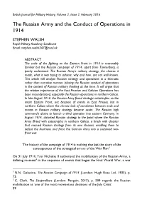 The Russian Army and the Conduct of Operations in 1914