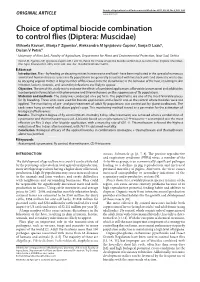 Choice of Optimal Biocide Combination to Control Flies (Diptera: Muscidae)