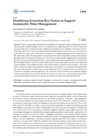 Identifying Ecosystem Key Factors to Support Sustainable Water Management