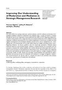 Improving Our Understanding of Moderation and Mediation In