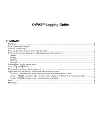 OWASP Logging Guide